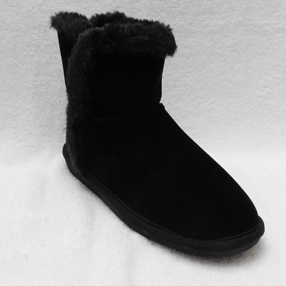 W560 sugar black women's polly fuzzy winter ankle booties size 8 M